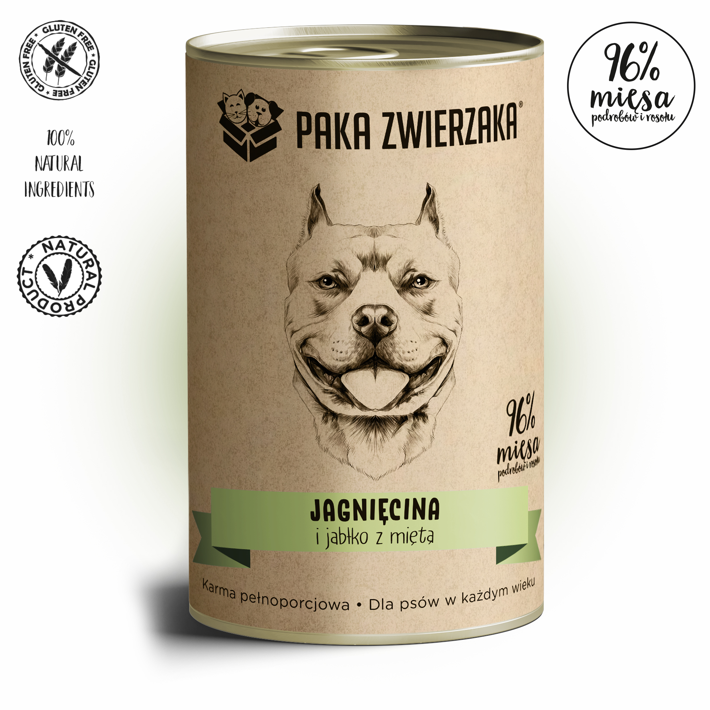 Karma Mokra dla Psa Paka Zwierzaka Jagnięcina i Jabłko z Miętą 400g x6 - Image 2