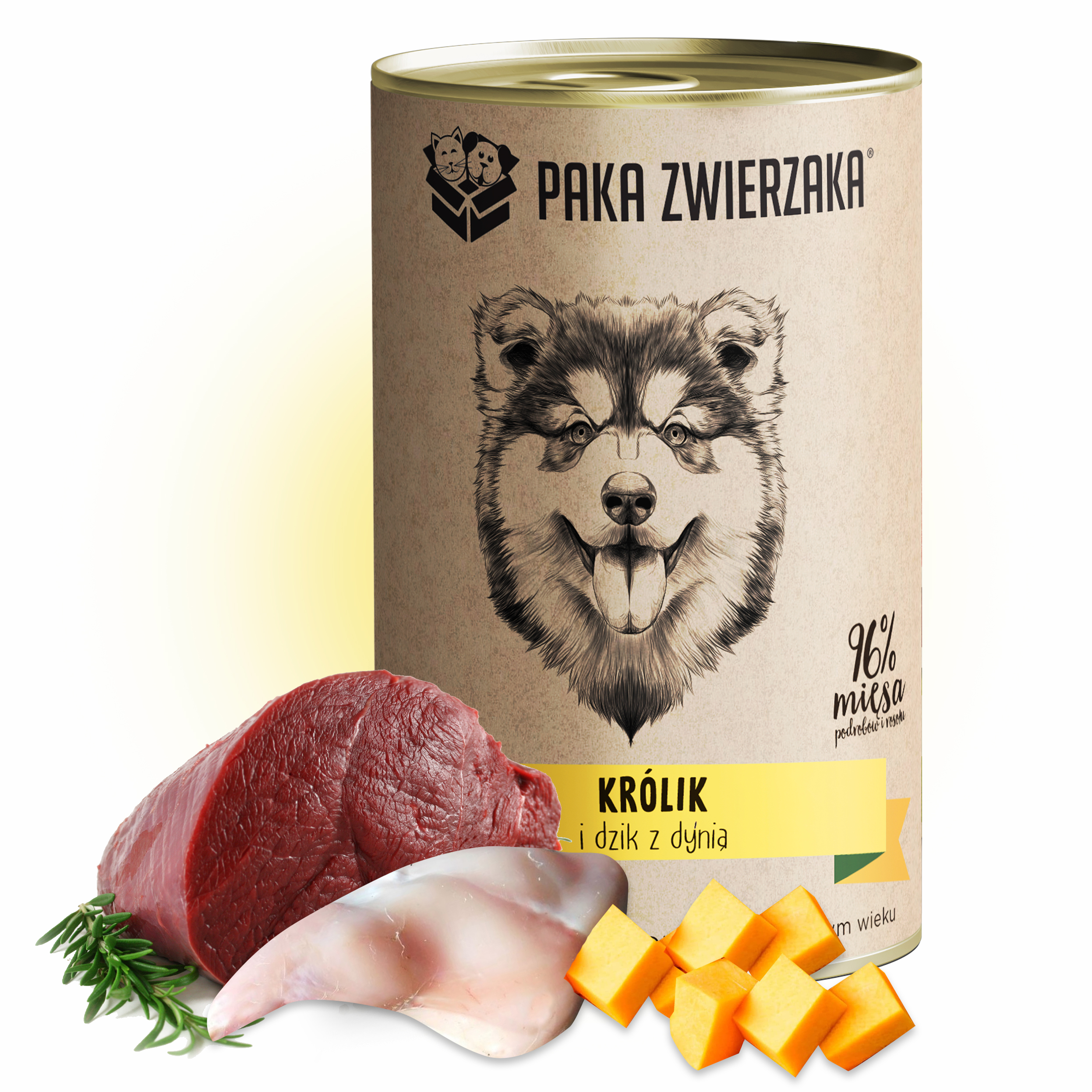 Karma Mokra dla Psa Paka Zwierzaka Królik i Dzik z Dynią 400g