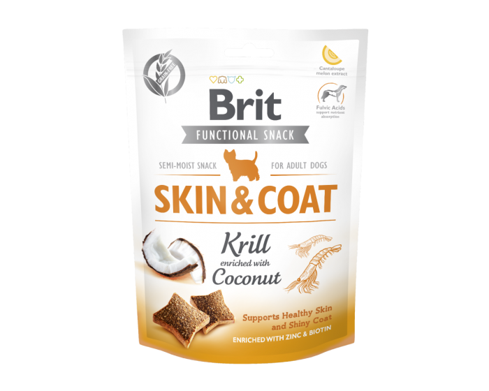 Przysmaki dla Psa Brit Care Funcional Snack Skin&Coat Wspomagające Skórę i Sierść Kryl 150g