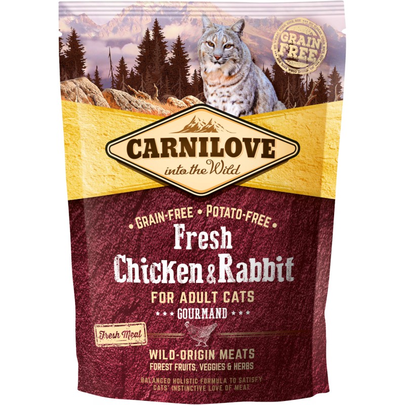 Karma sucha dla kota Carnilove Gourmand kurczak z królikiem 0,4kg