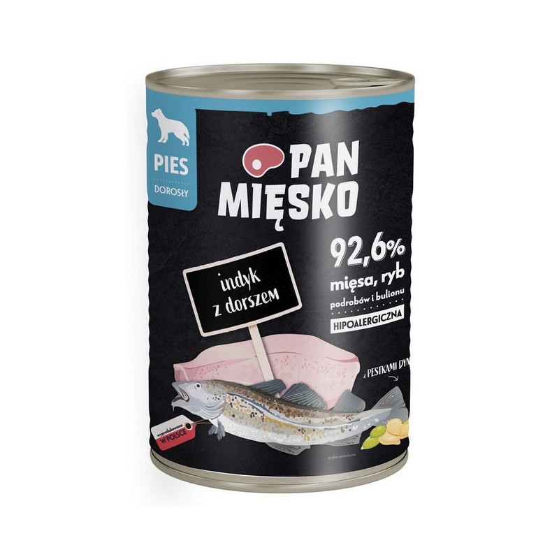 Karma mokra dla psa Pan Mięsko Indyk z dorszem 400g