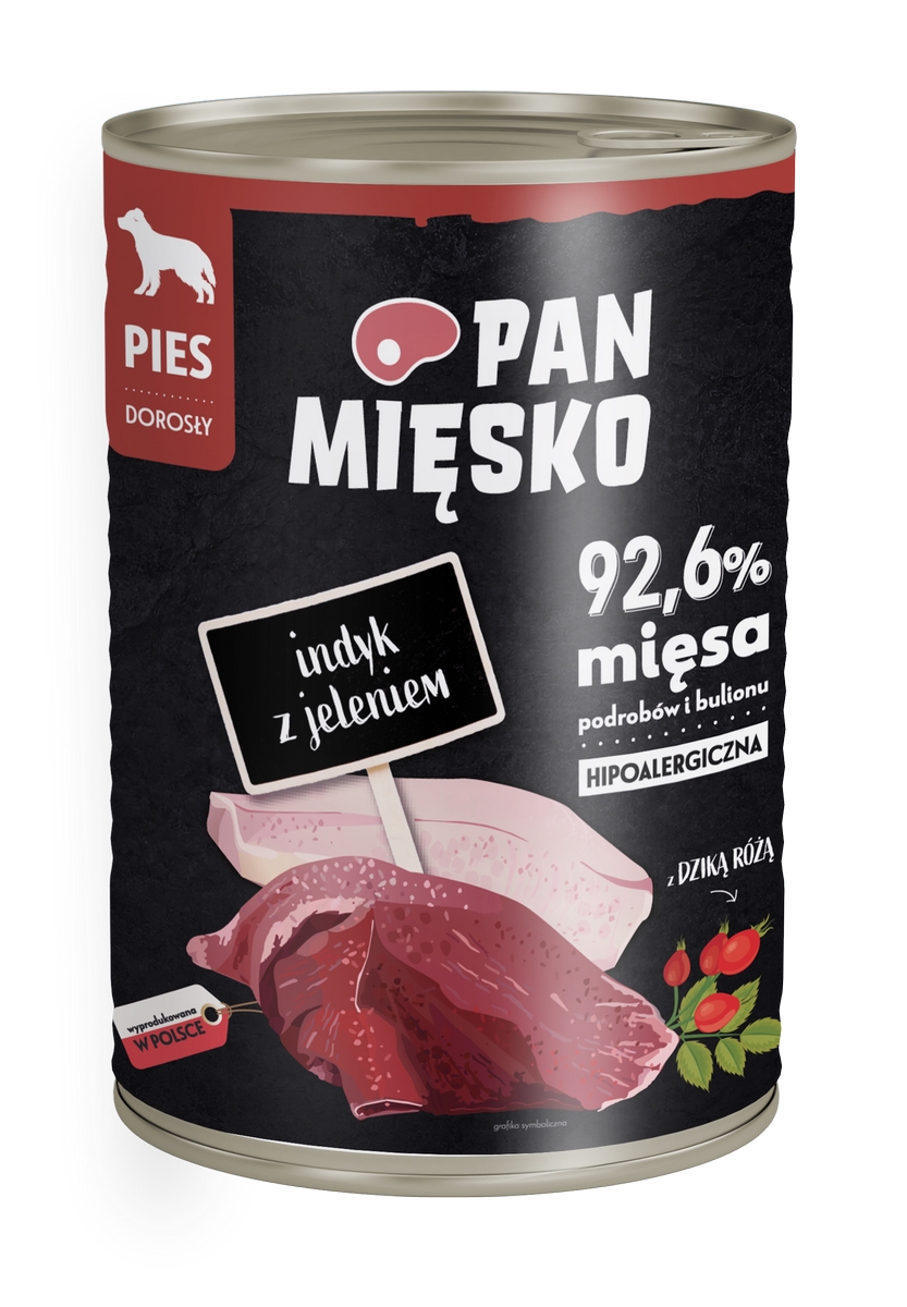 Karma mokra dla psa Pan Mięsko Indyk z jeleniem 400g