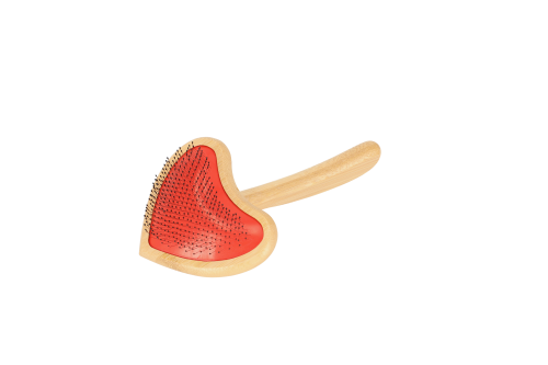 Szczotka dla psa lub kota Dingo bambusowa rączka serce 10cm