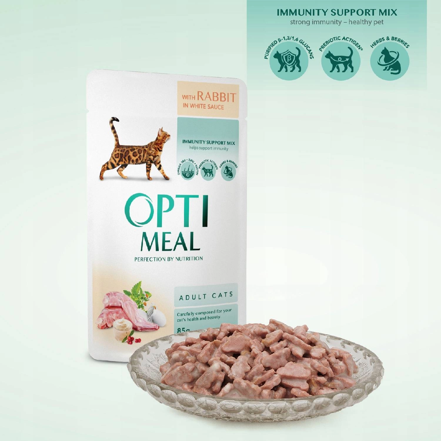 Karma mokra dla kota Optimeal królik w białym sosie 85g - Image 2