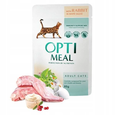 Karma mokra dla kota Optimeal królik w białym sosie 85g