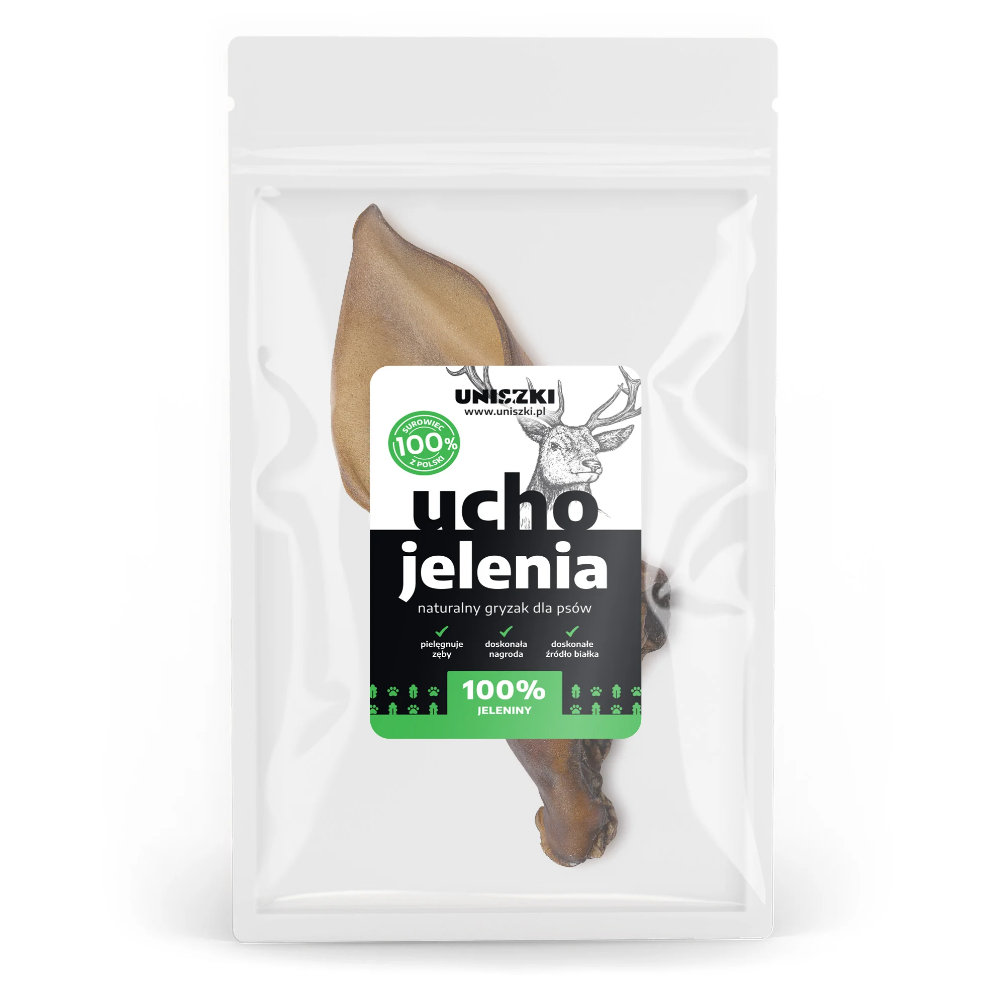 Gryzak dla psa naturalny Ucho jelenia Uniszki 1 sztuka