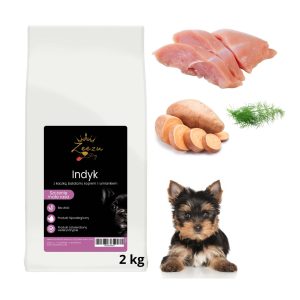 Bezzbożowa karma dwubiałkowa ZEEZU DOG Indyk z kaczką dla szczeniąt małych ras, w szczególności psów rasowych