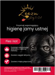 etykieta Przysmak funkcjonalny dla psa lub kota wspomagający higienę jamy ustnej Zeezu Dog and Cat